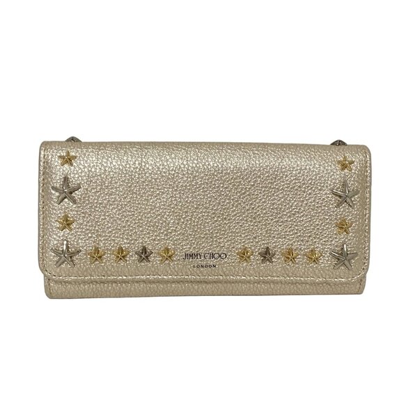 JIMMY CHOO Nino - Gold Leather Long Wallet 152-080125 - Picture 1 of 6
